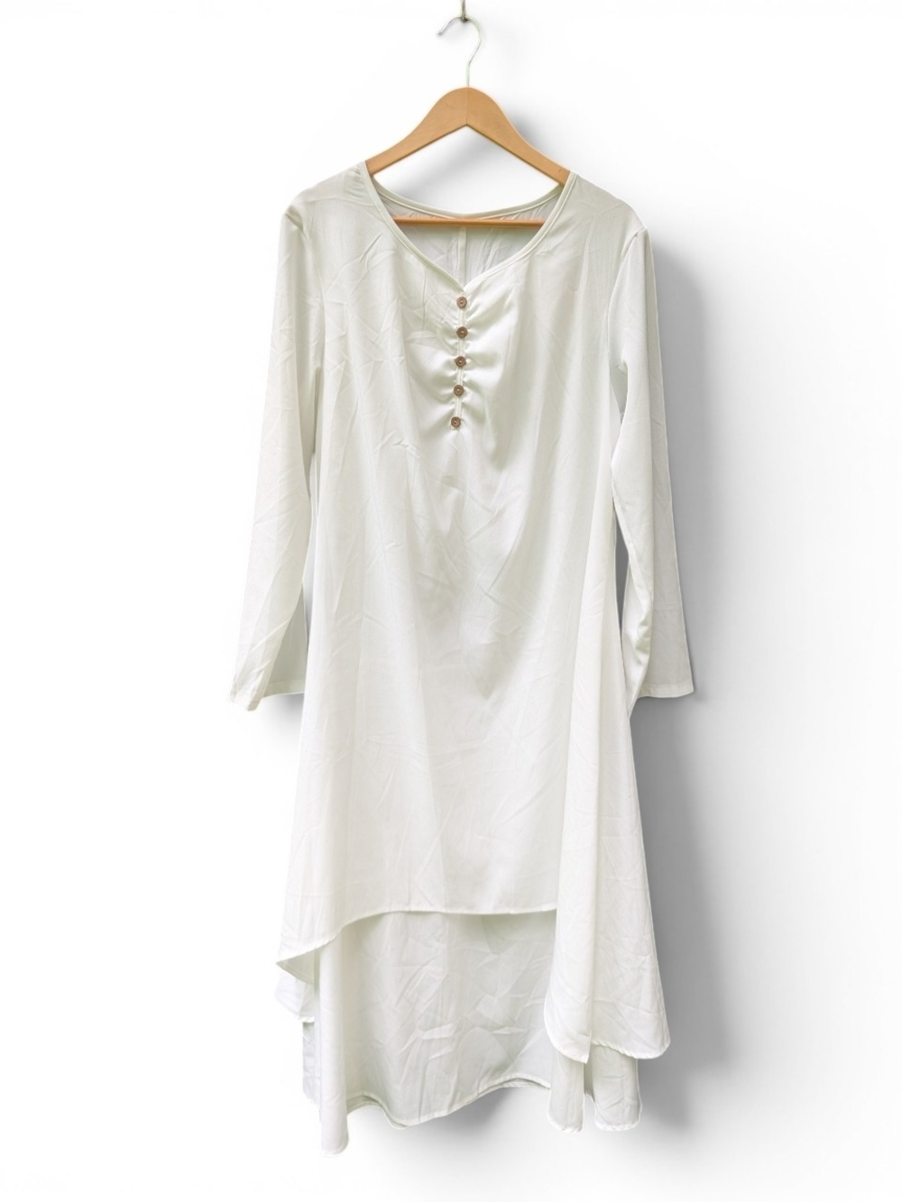 Women's Ivory Button-Front High-Low Tunic